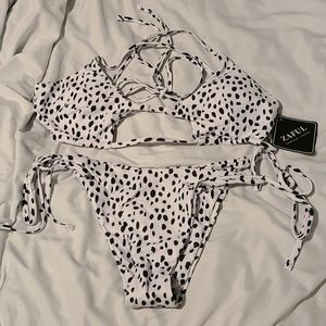 ZAFUL Dalmation print string bikini